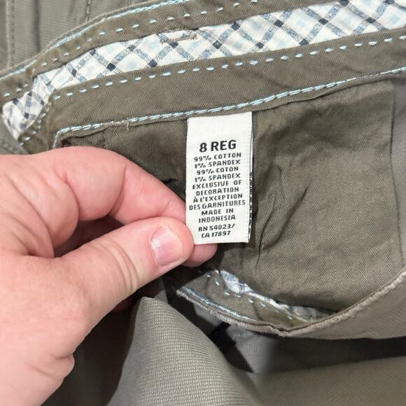 Y2K Old Navy Lowest Rise Khaki Chino Pants 8 Taupe Flare Wide Leg Pockets 32x32 - Picture 4 of 10